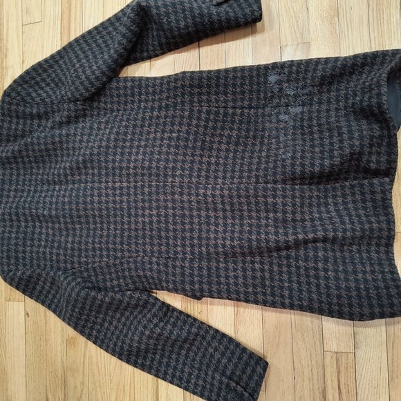 Express Men's Houndstooth Overcoat - Olive and Black - Size Small - Picture 4 of 5